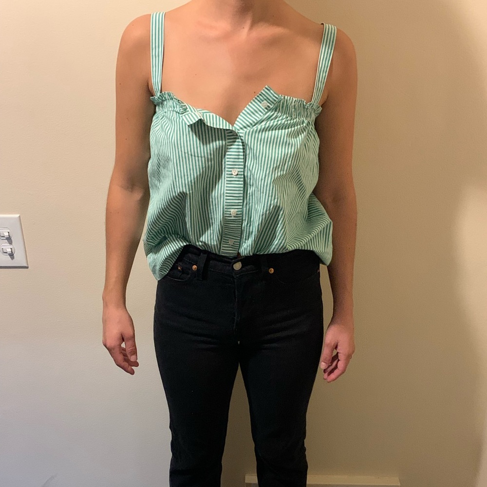 NWT J.Crew Green & White Striped Top Size 2